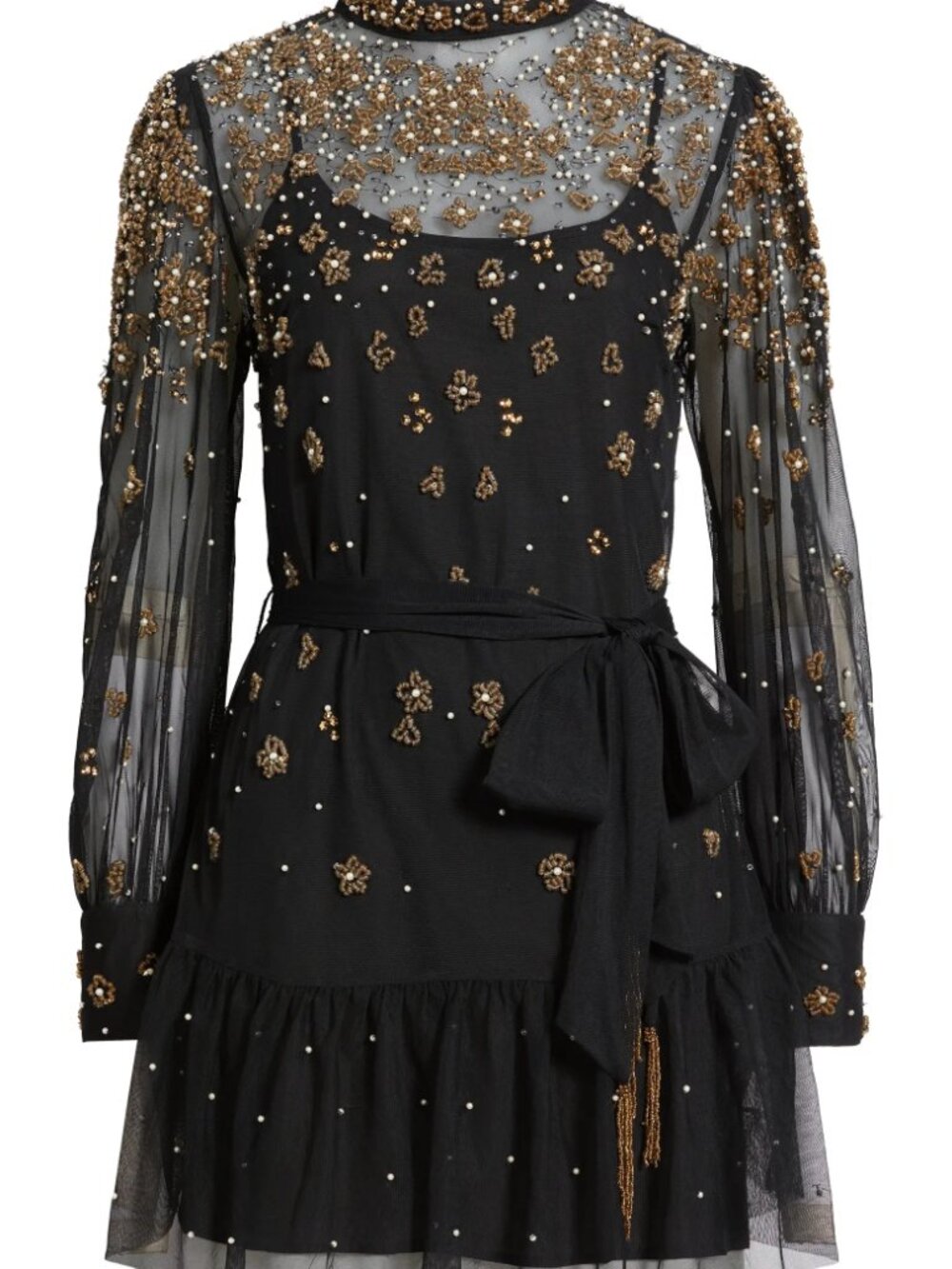 Farm Rio "Embroidered Tulle Overlay" Black Mini Dress Large 10-12  NWTs $398 - Picture 6 of 8